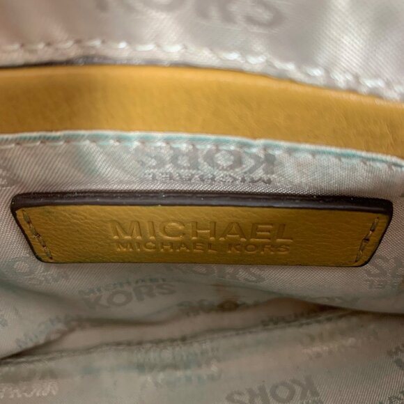 MICHAEL KORS Signature MK Logo Jacquard Leather Trim Wristlet Handbag Clutch - Picture 9 of 11